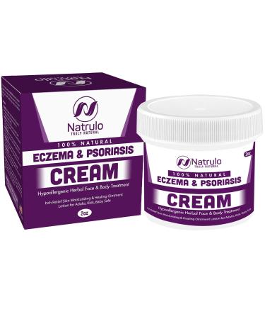 Natrulo Natural Eczema & Psoriasis Cream 2oz   Itch Skin Ointment Lotion for Adults  Kids  Baby   Safe  Gentle on Sensitive Skin  Moisturizing  Herbal Face & Body Flare Up Cream