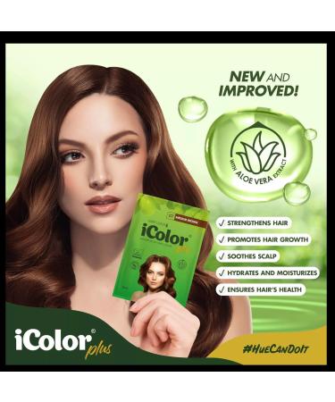 iColor Organic Hair Dye Shampoo Medium Brown - 10 Sachets | DIY Hair Color Easy & Convenient 25ml | Fast Results in 20-30 Minutes - Buy Online on SooperMarket.com