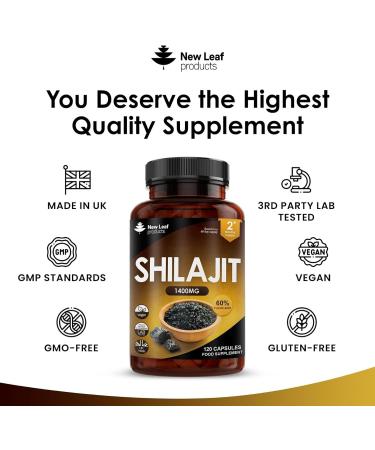Shilajit 1400mg Supplement Pure Himilayan Shilajit 60% Fulvic Acid High Strength No Binders or Fillers - Pure Shilajit (120 Capsules) - Buy Online on SooperMarket.com