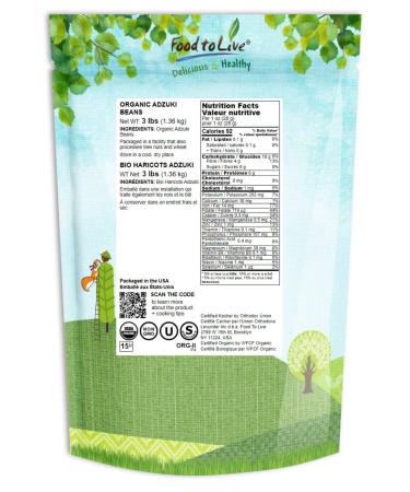 Organic Adzuki Beans 3 lbs | Non-GMO, Sproutable Red Mung Beans | Vegan & Kosher | Rich in Minerals, Fiber, Protein | Bulk Organic Beans - Buy Online on SooperMarket.com