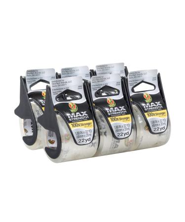 Duck MAX Strength Packing Tape With Dispenser, Clear, 6 pk, 1.88" x 22 yd., 284983 1.88" x 22 Yards 6 Rolls