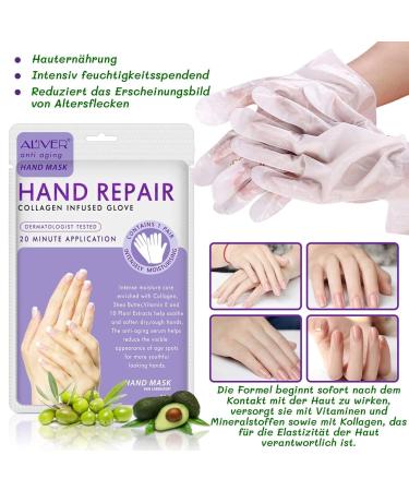 P-Beauty Lavender Hand Mask | 5 Pairs of Moisture Gloves | Collagen & Vitamin-Rich Anti-Aging Care for Cracked Dry Hands - Buy Online on SooperMarket.com
