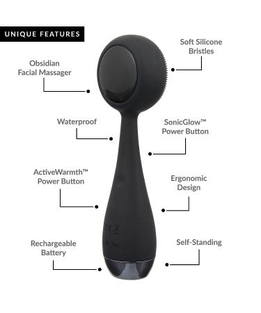 PMD Clean Pro OB: Silicone Brush & Obsidian Gemstone Massager for Clear, Youthful Skin - SonicGlow Vibration - Waterproof - Buy Online on SooperMarket.com