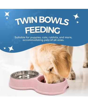 Fur & Bone Double Slow Feeder Dog Bowl | Raised Non-Slip Cat Food & Water Bowl | Stainless Steel, Pink - Buy Online on SooperMarket.com