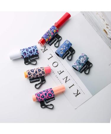 6 Pack Lip Balm Holder Compact Clip-On Neoprene Sleeve - Leopard & Flower Design - Buy Online on SooperMarket.com