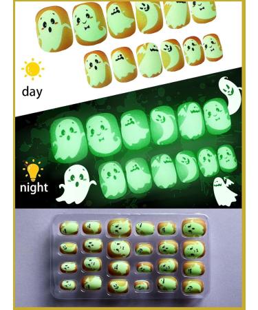 Halloween Luminous Press-On False Nails for Kids | 3 Boxes of Themed Fake Nails with Adhesive Tabs | Short Full Cover Nail Art Decoration - Buy Online on SooperMarket.com