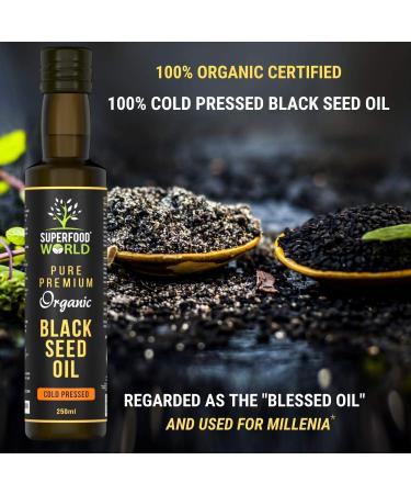 Organic Black Seed Oil 250ml - 100% Pure Cold Pressed Nigella Sativa Seed Oil - Buy Online on SooperMarket.com