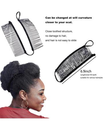 Black Large Banana Hair Clips Set - 40 Combs for Natural Curly Thick Hair, Stretch & Adjust, Comfy, Damage-Free, All-Day Hold - Ponytail Style - Buy Online on SooperMarket.com