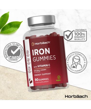 Iron Supplements | 14mg Iron Gummies with Vitamin C | 90 Vegan Gummies | for Men & Women | by Horbaach - Buy Online on SooperMarket.com