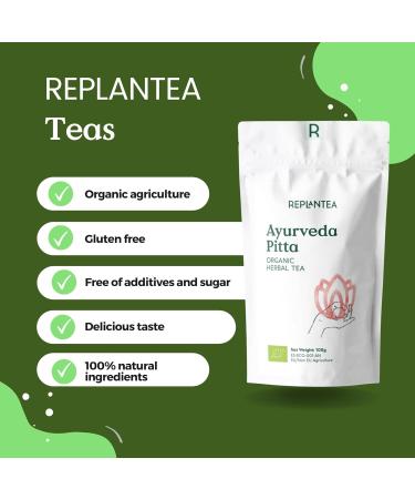 Ayurveda Tea Pitta Organic 100g (50 Cups) | Herbal Loose Leaf Tea with Liquorice Ginger Cinnamom Fennel Mint Cardamom Turmeric REPLANTEA - Buy Online on SooperMarket.com