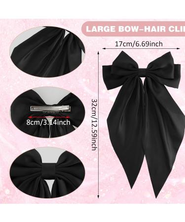 Andibro French Bow Hairpins for Women Long Tail Large Bow Barrettes Clip Soft Silky Satin Hairclip Bow Metal Duckbill Clips for Dress up Accessories Decor for Wedding Party - Buy Online on SooperMarket.com