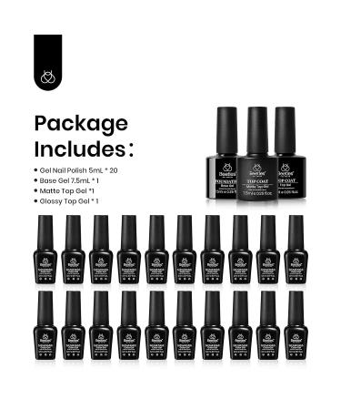 Beetles 20 Gel Nail Polish Kit Midnight Euphoria Collection Purple Blue Hot Pink Glitter Gel Polish Set Soak off Glossy & Matte Top Base Coat Nail Art Design Valentine's Day Gifts for Women Girls B-Midnight Euphoria - Buy Online on SooperMarket.com