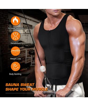 Cimkiz Men's Neoprene Sauna Vest Waist Trainer with Zipper, Black - Large - Buy Online on SooperMarket.com