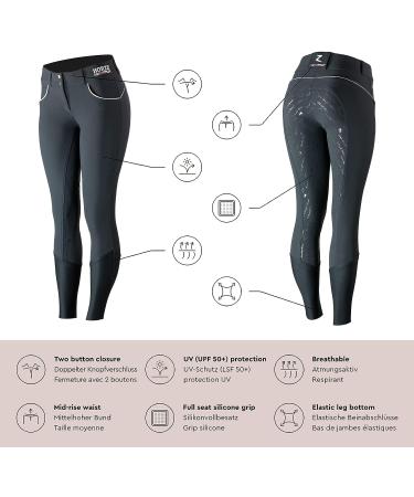 HORZE Nordic Performance Sporty Silicone Grip Full Seat Equestrian Horseback Riding Pants Breeches Black 22 - Buy Online on SooperMarket.com