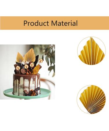 8 Pcs Gold Cake Topper Decorations Gold Palm Leaf Cake Toppers With Gold Cake Insert Decoration cake decorations for Birthday Party WeddingValentine's Day Baby Shower Diy - Buy Online on SooperMarket.com