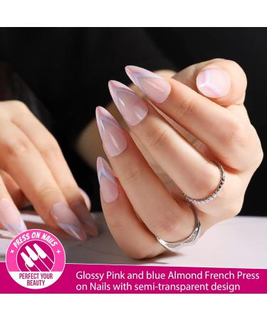 Teenitor Almond Press on Nails Set - 4 Styles, Medium Length, Matte Finish, Full Cover Acrylic False Nails with Glue and File - for Women and Girls - Buy Online on SooperMarket.com