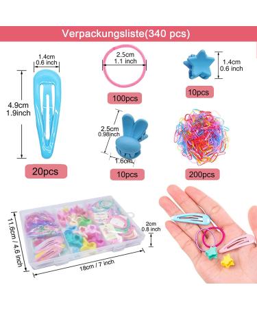 340-Piece Multi-Colored Hair Jewelry Set - Clips Bands & Ties for Girls & Babies | Perfect Hair Accessories for Kids - Buy Online on SooperMarket.com