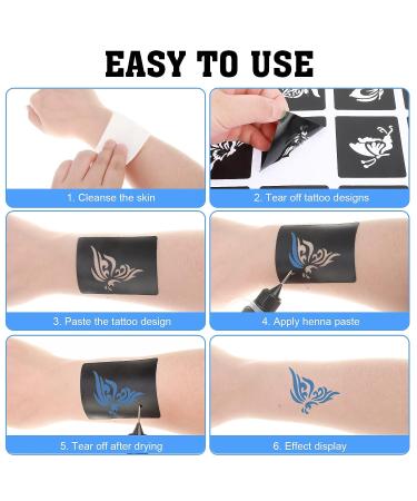 Qpout Tattoo Stencils Kit - 16 Sheets for Kids & Adults | Various Small & Big Designs - Skeleton, Spider, Owl, Flower, Butterfly, Tribal Totem | Ideal for Real Tattoos - Buy Online on SooperMarket.com
