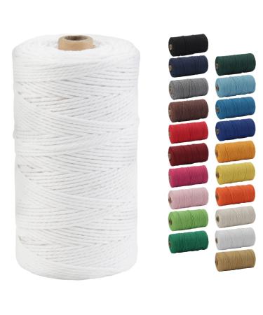 2mm Macrame Cord  POZEAN Colored Macrame Rope 220 Yards (About 200m)  100% Natural Cotton Rope for Wall Hanging Plant Hangers DIY Crafts Knitting Christmas Wedding Decorative Projects(White)
