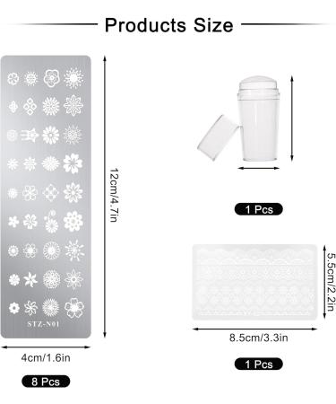 Nail Art Stamping Templates 8pcs Nail Stamping Templates with Nail Stamper and Scraper for DIY Nail Art Decoration Nail Salon Design - Buy Online on SooperMarket.com