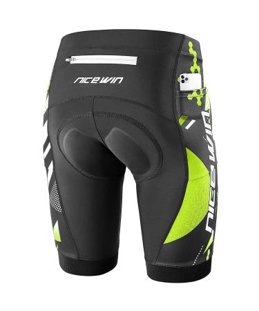 Nicewin cyclist trousers men with seat cushion 4D padded bicycle pants short breathable fast -drying shockproof men bike pants bike pants xl green