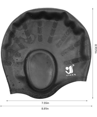 Unisex Silicone Bathing Cap with Ear Protection - 2PC Waterproof Swimming Caps for All Hair Types with Earplugs & Nose Clamp - Elastic Black & White Swim Caps for Adults & Kids - Buy Online on SooperMarket.com