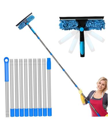 Window Cleaning Equipment Telescopic Window Cleaner Tool with 10-Section Extension Pole 2-in-1 Rotatable Window Squeegee Telescopic Pole Window Cleaning Kit for Home Car Glass
