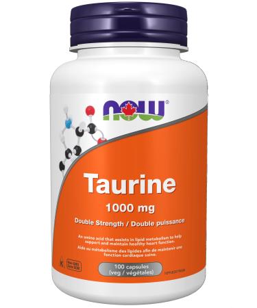 NOW Supplements Taurine 1000mg Capsules 100 Count Taurine Unflavored 100 count (Pack of 1)