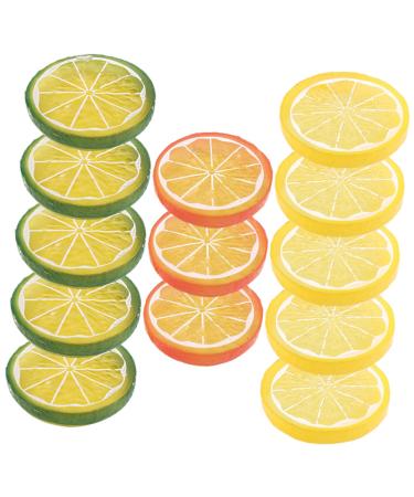 HOMSFOU 39 Pcs Imitation Lemon Slice Simulation Fruits Model Photography Fruits Slices Mini Lemon Model Lifelike Decorative Fruits Fake Lemon Slices Fruit Slices Gray Flakes Pvc Artificial Assorted Colorx3pcs 4X4X0.8CMx3pcs