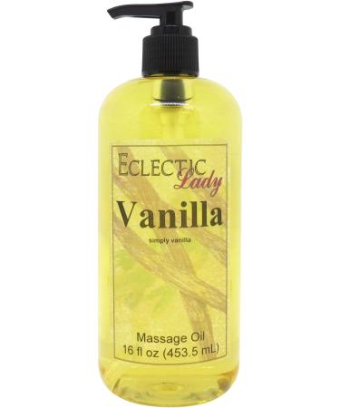 Vanilla Massage Oil 16 oz With Sweet Almond Oil and Jojoba Oil Preservative Free Perfect for Aromatherapy and Relaxation 16 Ounce