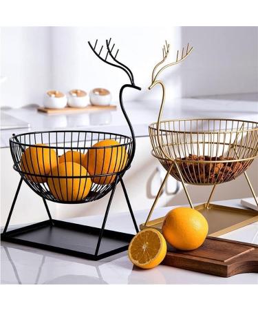 Kitchen Countertop Fruit Rack Fruit Basket Metal Deer Figurine Fruit Basket Fruit Bowl Metal Wire Vegetable Bowl Mesh Countertop Fruit Holder Bowl for Kitchen Counter Gold Black Fruit Trays (Color : - Buy Online on SooperMarket.com