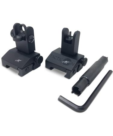 Tacticon Armament Flip Up Iron Sights for Rifle with Adjustment Tool - BUIS Set for Picatinny/Weaver Rails - Buy Online on SooperMarket.com