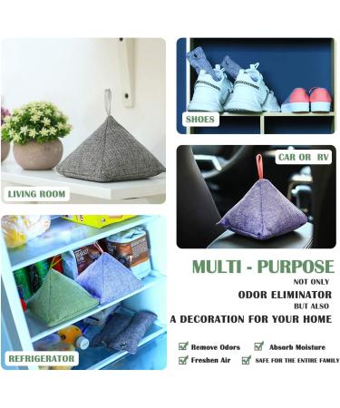 8 Pack Charcoal Bamboo Bags - Nature Fresh Activated Charcoal Odor Absorber (8 x 200g) - Grey, Purple, Blue, Green - Buy Online on SooperMarket.com