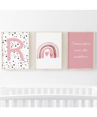 Pompom Prints Set of 3 Girls Bedroom Prints Rainbow Nursery Prints Scandi Boho Style Nursery Decor Playroom Prints Picture Frames not Included (5x7 Inch R) 5x7 Inch R