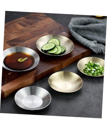 MAGICLULU Condiment Plate Cold Dish Bowl for Prep Dishes for Cooking Large Dinner Plates Tasting Dishes Sauce Serving Dishes Pinch Prep Bowls Sauce Plates Stainless Steel 304 Headset Camping 10X10X2CM Gold - Buy Online on SooperMarket.com