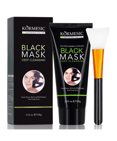 Blackhead Remover Mask Charcoal Peel Off Face Mask Blackhead Face Mask Blackhead Peel Off Mask with Brush for Pore Cleansing and Blackhead Removal Facial Skin Care for Men & Women 100g