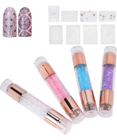 Silicone Nail Stamper Nail Art Stamper Nail Stamping Kit 4 Sets Manicure Art Stampers Silicone Stamp Pens Double Ended Nail Stamp With Nail Seal Plate for Home Nail Salon - Buy Online on SooperMarket.com