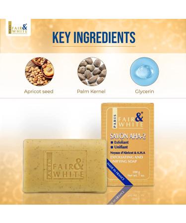 Fair & White AHA Exfoliating Soap 200g - Gentle Exfoliation for Brighter Skin - Buy Online on SooperMarket.com