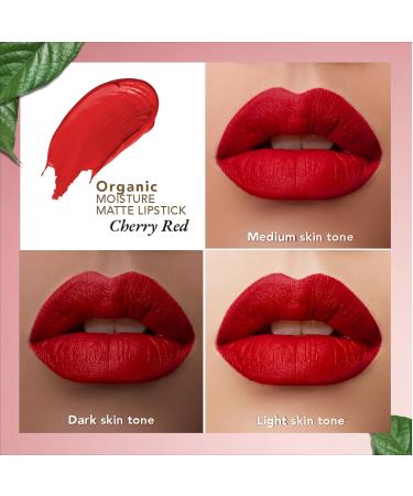 Moisture Matte Lipstick - Cherry Red | Long-lasting Hydrating Cruelty-free & Vegan | Certified Organic Makeup | 4gm - Buy Online on SooperMarket.com