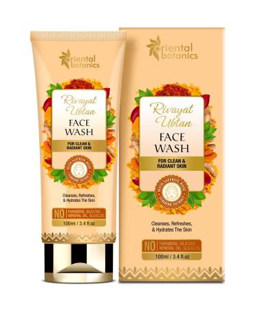 Oriental Botanics Rivayat Ubtan Face Wash For Clean And Radiant Skin - With Saffron Rose And Turmeric Extract - No Parabens Silicone Mineral Oils 100ml
