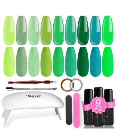 Lavender Violets 19 Pcs Gel Polishes Portable LED Nail Lamp Dryer Soak Off UV Base Matte n No Wipe Top Coat Nail File Golden Sliver Sticker Manicure Tools R969A Wizard Of Oz-969A