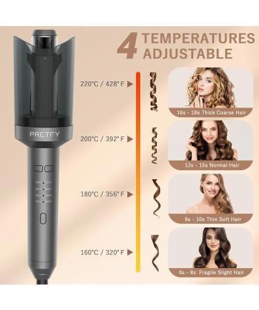 Pretfy Automatic Curling Iron - 1 Inch Ceramic Ionic Auto Hair Curler with LCD Display 4 Temperature Settings Anti-Scald & Auto Shut-Off - Fast Heating for Effortless Hair Styling - Buy Online on SooperMarket.com