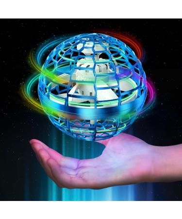 PITKLG Flying Ball Toys 2023 Upgraded Hand Controlled Flying Orb Magic Ball RGB Led Lights Boomerang Spinner 360Rotating Soaring UFO Mini Orb Drone Flying Toy Safe for Kids Adults(Blue)