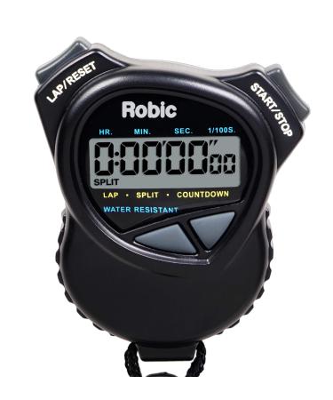 Robic 1000W Dual Stopwatch with Countdown Timer- Black- Water Resistant- Huge LCD Display to Hold and Use