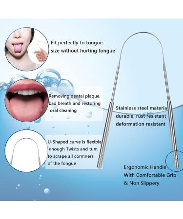 Stainless Steel Tongue Scraper | U-Shaped Tongue Cleaner for Bad Breath & Oral Health - Buy Online on SooperMarket.com