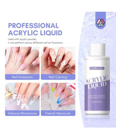Saviland Monomer Acrylic Nail Liquid 4.06 oz - Non-Yellowing EMA Monomer with #12 Brush | Perfect for Beginners & Professionals | DIY Acrylic Nail Extensions - Buy Online on SooperMarket.com