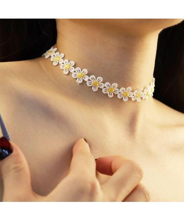 Shop Bethynas Colorful Floral Choker Necklace | Vintage Daisy Flower Neckband for Women & Teen Girls Perfect Bridal Party Neck Jewelry | Adjustable Clavicular Design - Buy Online on SooperMarket.com