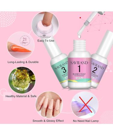 SAVILAND Dipping Powder Liquid Set - 30ml Brush Saver & 15ml Base/Top Coat Gel Activator - Dip Powder Nail Kit - No Curing Needed - Buy Online on SooperMarket.com