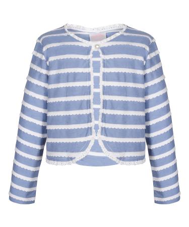 BONNY BILLY Girls Cardigan Long Sleeve Knitted Cotton Bolero Shrug Kids Clothing 5-6 Years Stripe Blue