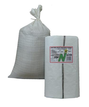 UpNorth Sandbags - Qty of 20 - Empty Woven Polypropylene Sand Bags w/Ties, w/UV Protection size: 14" x 26", color: White 20 BAGS White